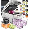 Mueller Pro-Series All-in-One, 12 Blade Mandoline Slicer for Kitchen, Food Chopper, Vegetable Slicer and Spiralizer, Cutter, Dicer, Grater, Kitchen Gadgets Sets with Container, White Sand/Gray